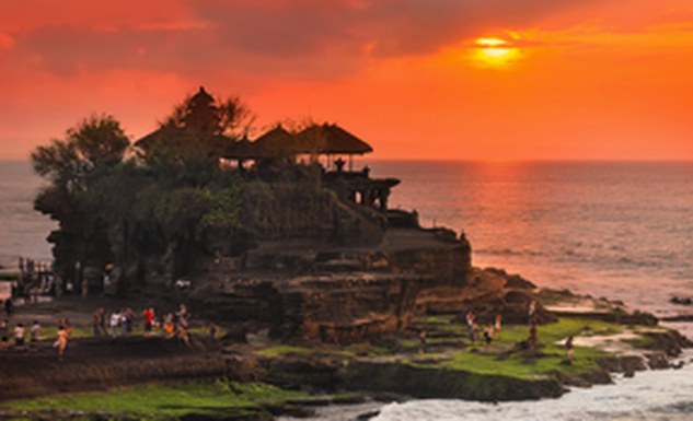Tanah Lot sea temple at sunset